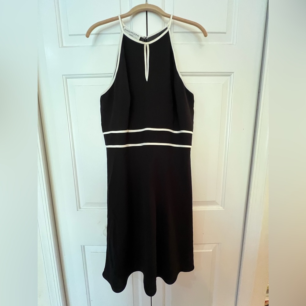 Vintage 90s Evan Picone Black and White Midi Dress NWOT